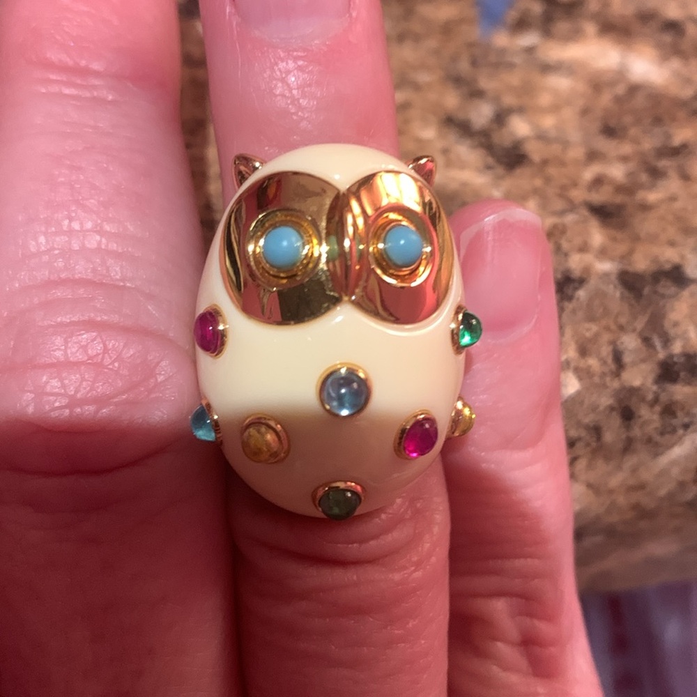 kate spade Gold and Cream Owl Ring with Multicolor Gem Accents - Picture 9 of 9
